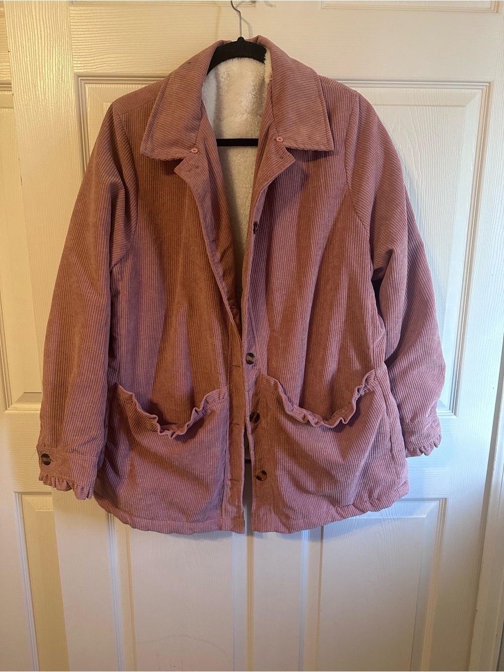 Women’s Dusty Rose Corduroy Jacket with Sherpa Lining